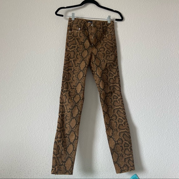 Snakeskin skinny jeans Zara Size 2 but fits like 00 0 xxs python animal pant - Picture 1 of 6